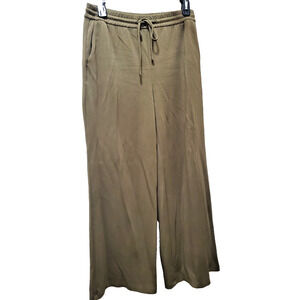 Worthington Women's Size Large Wide Leg Draw-string Pant w/ Pockets Olive Green